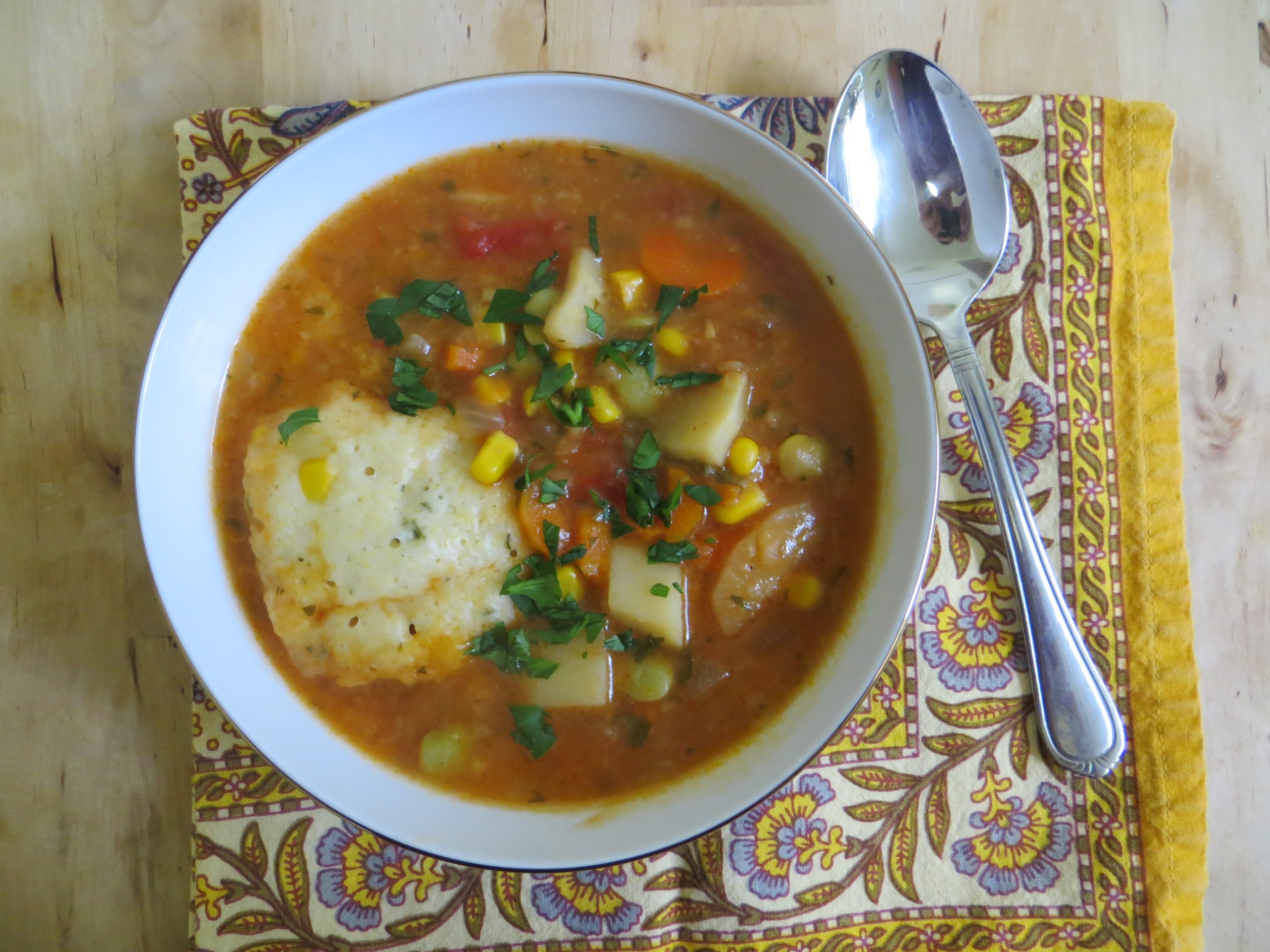 Fragrant Vegetable Stew with Corn Dumplings