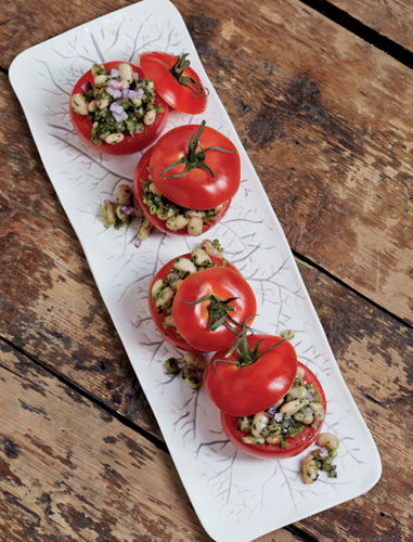 Tomatoes Stuffed with White Beans and Pesto