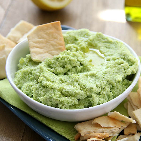 Green olive-edamame dip