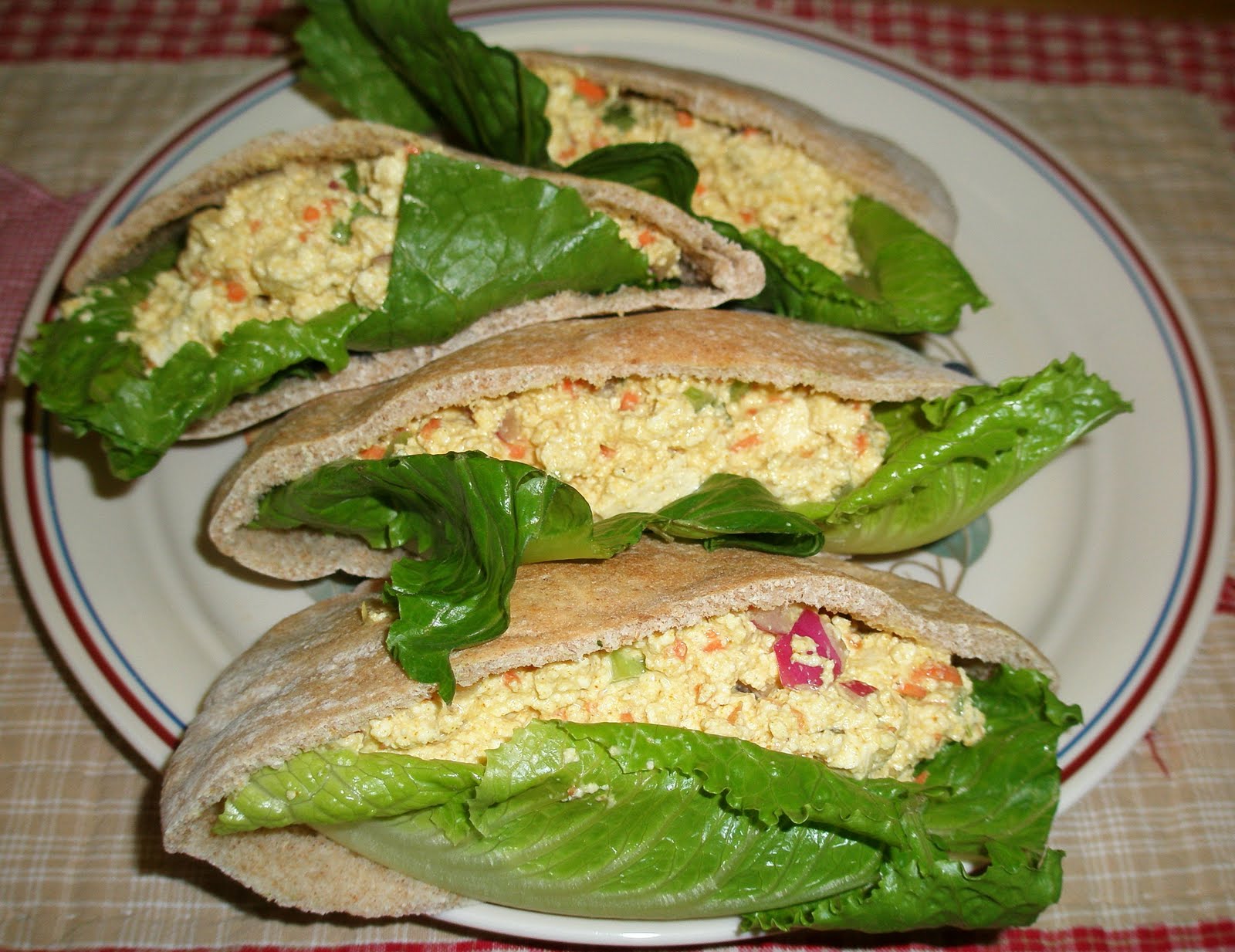 Curried tofu “egg salad” pitas