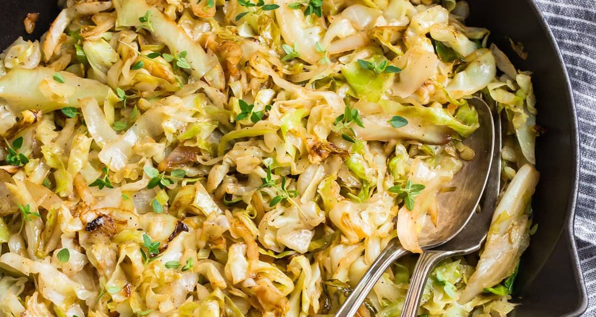 Sautéed cabbage onions veggie sausage link Vegetarian Recipes