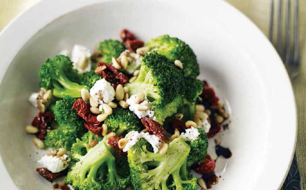 QUICK-BRAISED BROCCOLI WITH SUN-DRIED TOMATOES & GOAT CHEESE