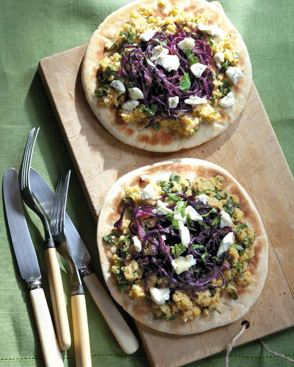 CHICKPEA & RED CABBAGE PITA PIZZAS