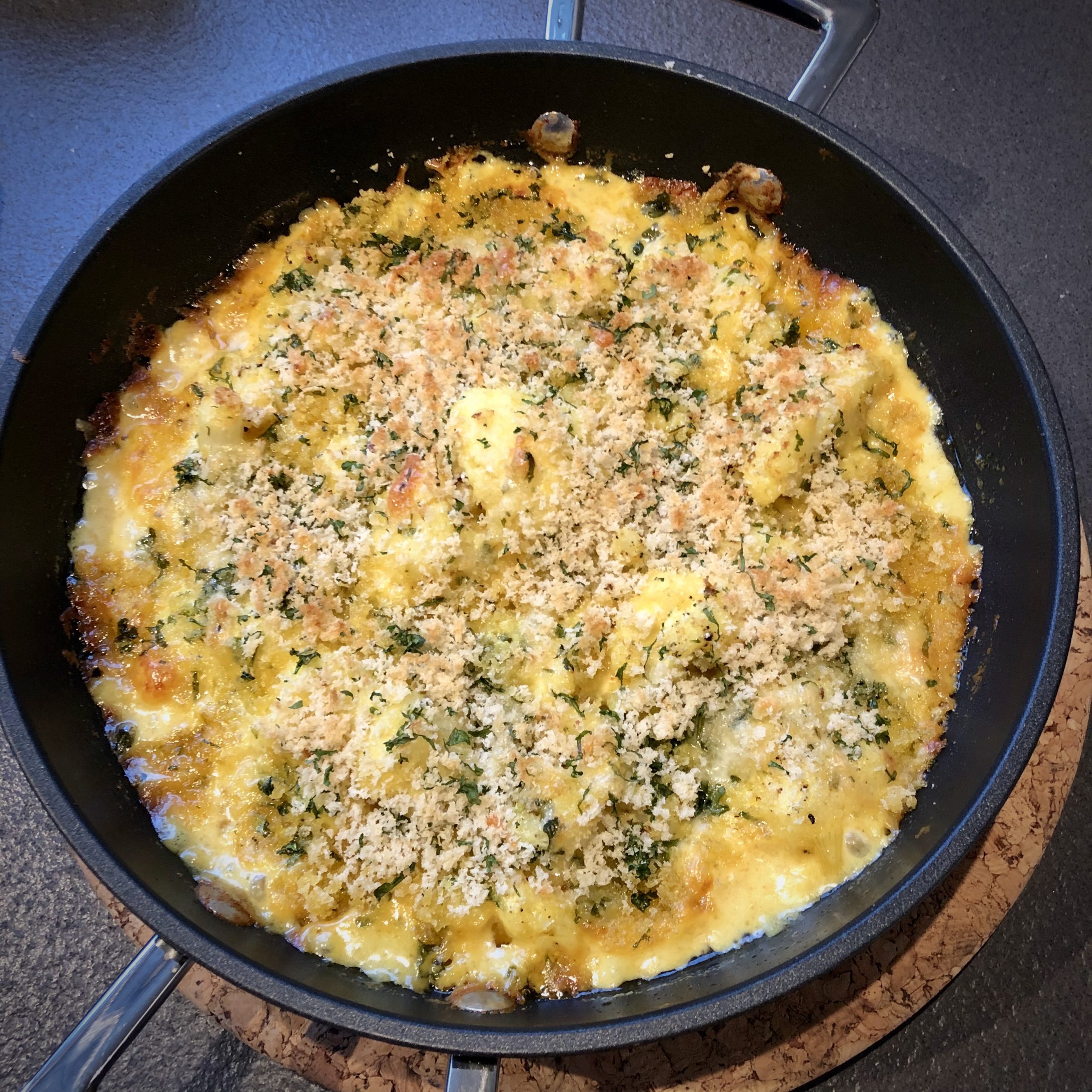 Cauliflower sheep’s cheese with fried mustard crumbs