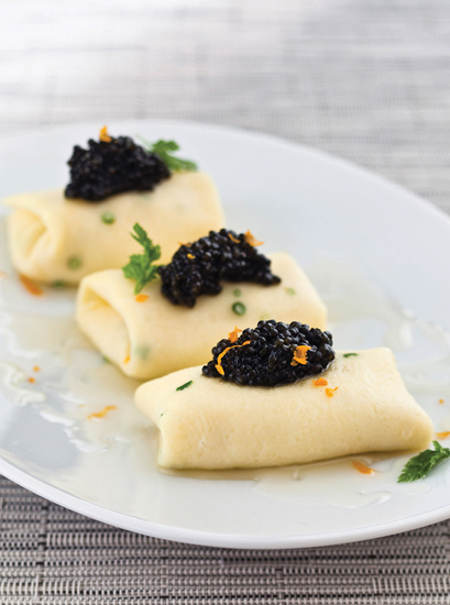 White Sturgeon Caviar With Crepe Au Mousse De Creme Fraiche