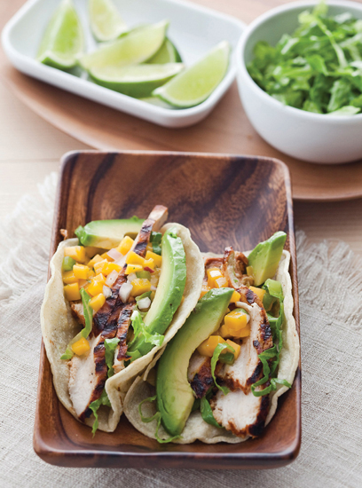 Simple Barbecued Chicken Taco With Backyard Mango Salsa