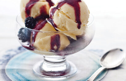 Sweet Corn Ice Cream With Blackberry Compote