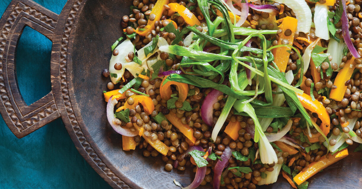 Parisian Lentils with Roasted Scallions