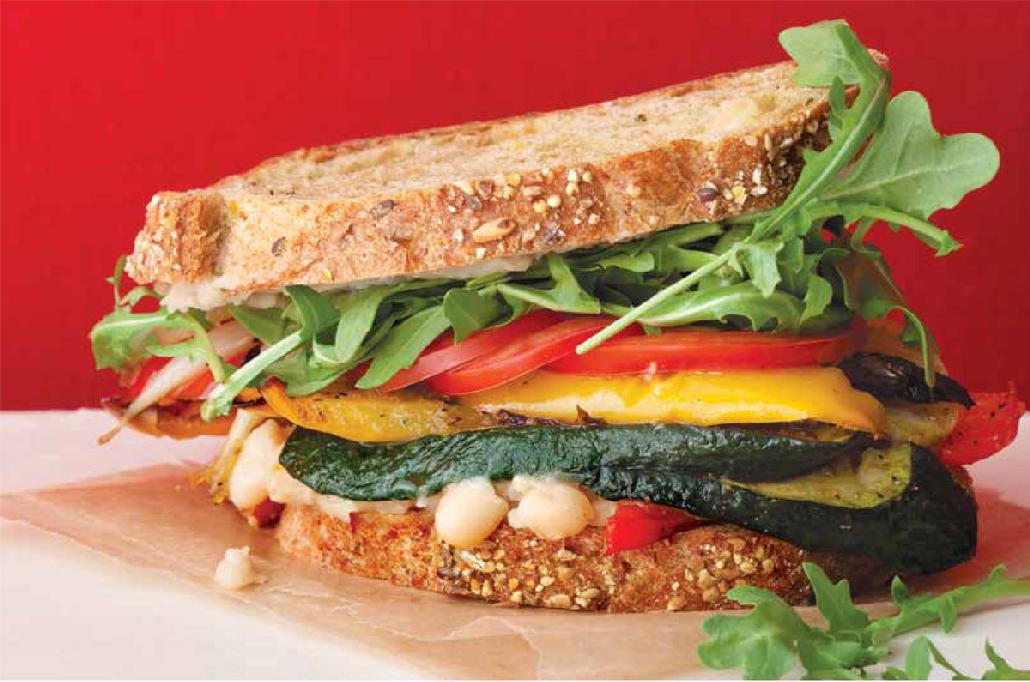ROASTED VEGETABLE SANDWICHES WITH ZESTY WHITE BEAN SPREAD