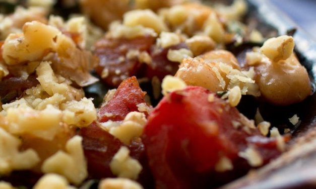 Baked Beans with Pomegranate Molasses and Walnuts