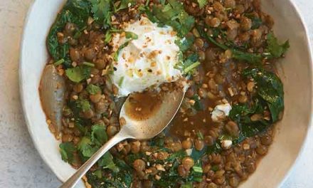 Middle Eastern Lentils with Spinach and Dukkah