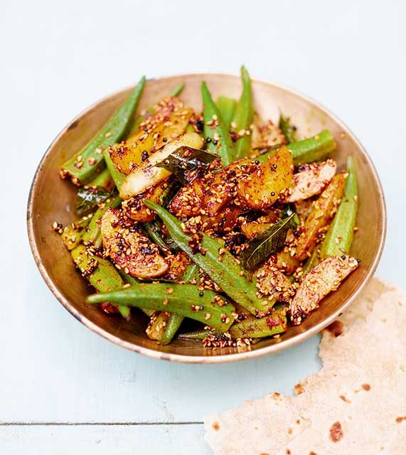 OKRA AND POTATOES WITH TOASTED SESAME SEEDS