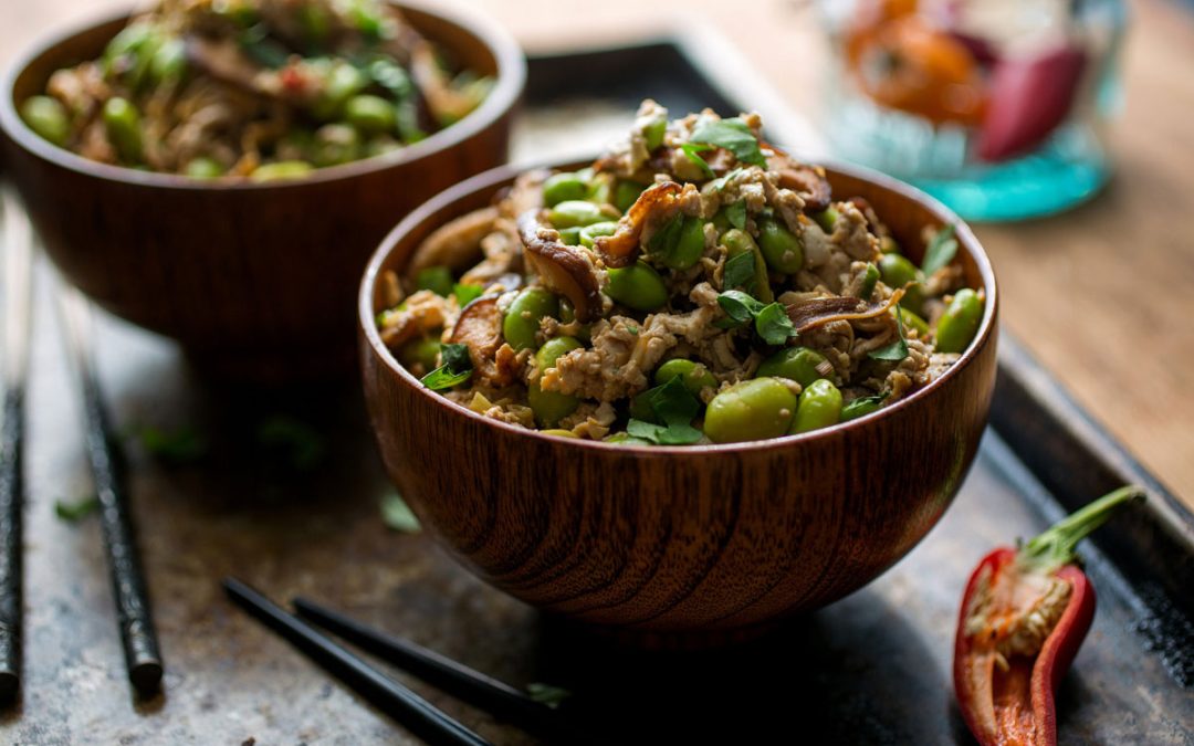 Marinated Tofu with Edamame Stir-Fry