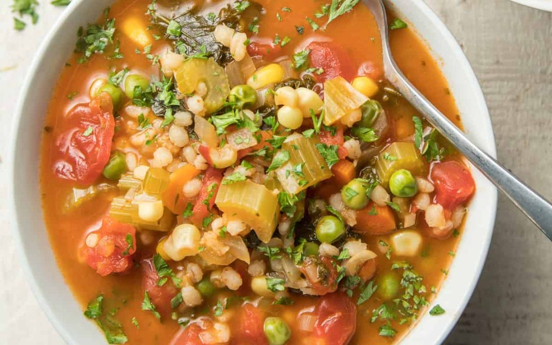 Tomato-Barley Soup with Garden Vegetables