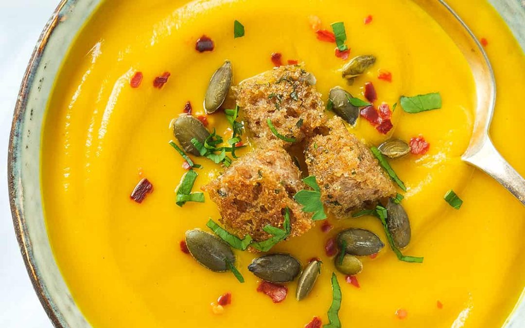 Pumpkin Soup with Spiced Croutons