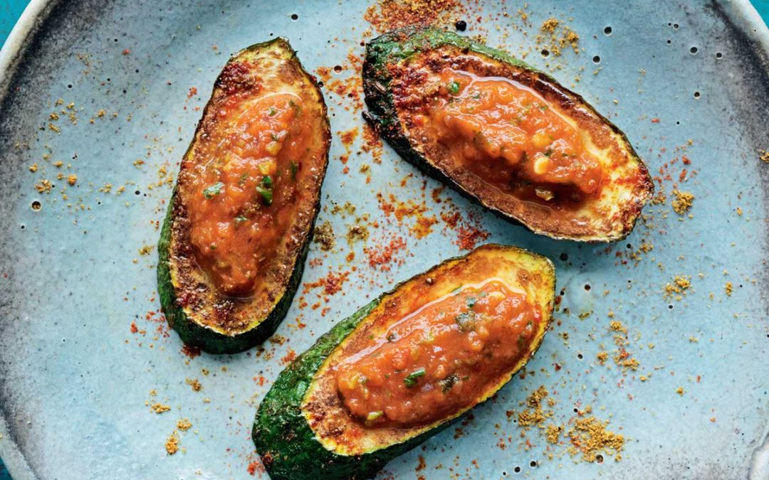 PAN-GRILLED ZUCCHINI WITH SPICY TOMATO SAUCE TALA HUA ZUCCHINI