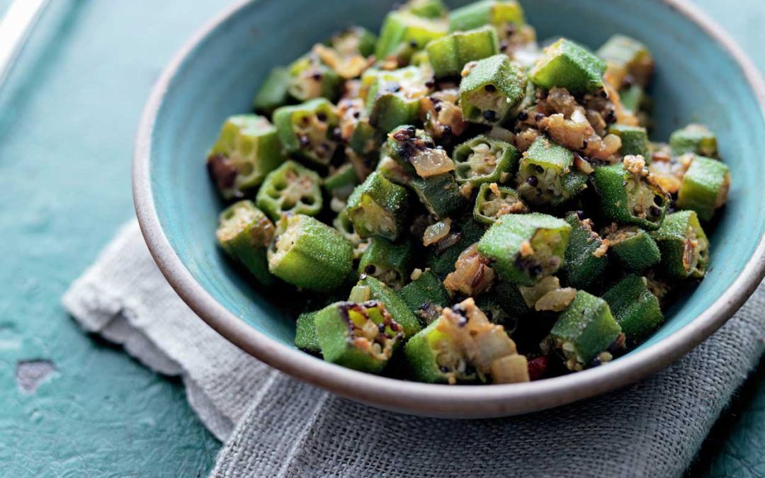 OKRA DRY-COOKED WITH YOGURT SOOKHI DAHI WALI BHINDI