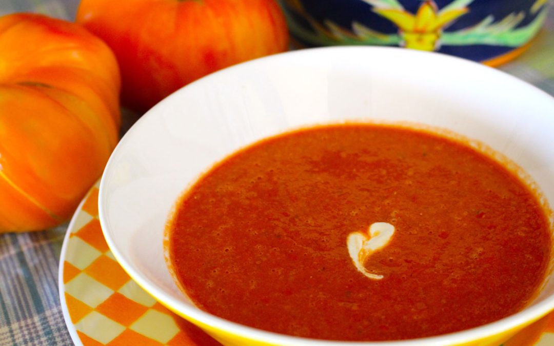 Chilled tomato soup with cantaloupe