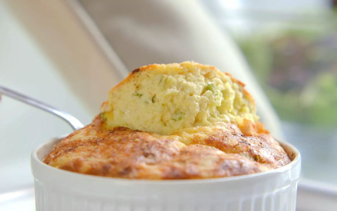 Spicy cheese and potato soufflé