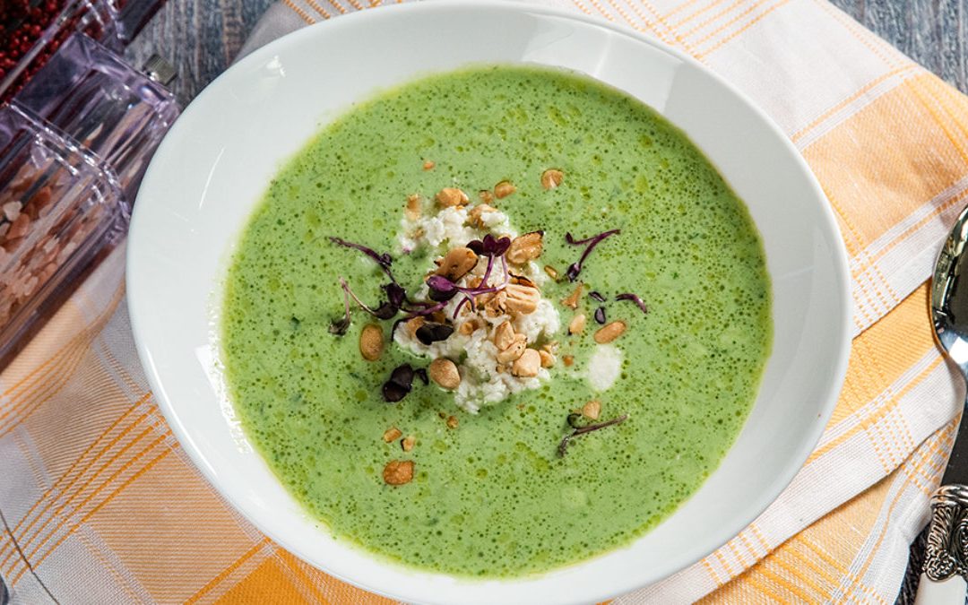 Cold cucumber and spinach soup