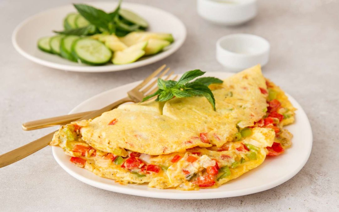 Bell pepper and cream cheese omelets