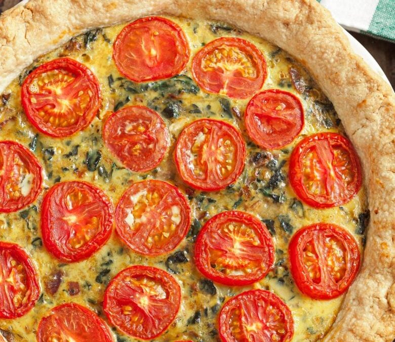 Leek and tomato quiche