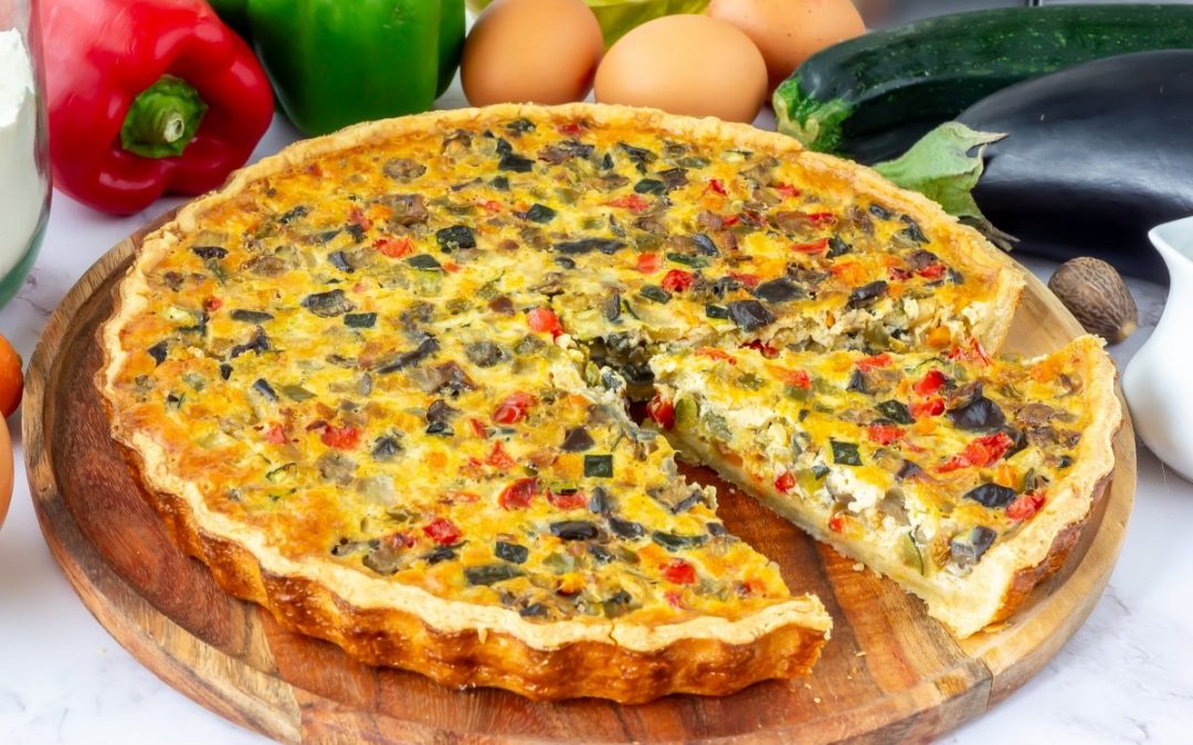 Pimiento and olive quiche