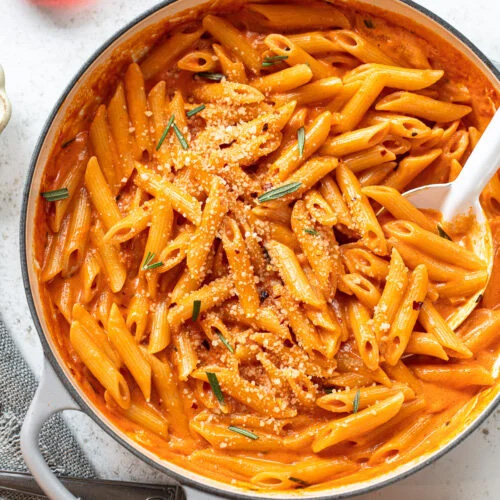 Penne al cardinale (pasta with creamy tomato sauce)