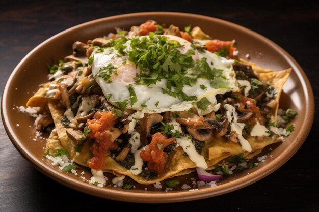 Chilaquiles with mushrooms