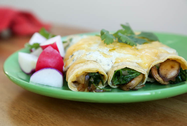 Spinach enchiladas suizas