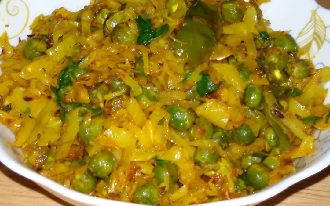 Curried cabbage and peas