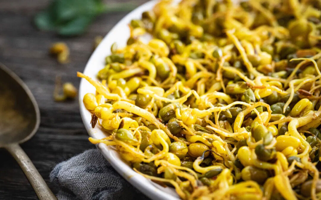 Sautéed Sprouted Mung Beans with Julienne Ginger Root SABAT MOONG USAL