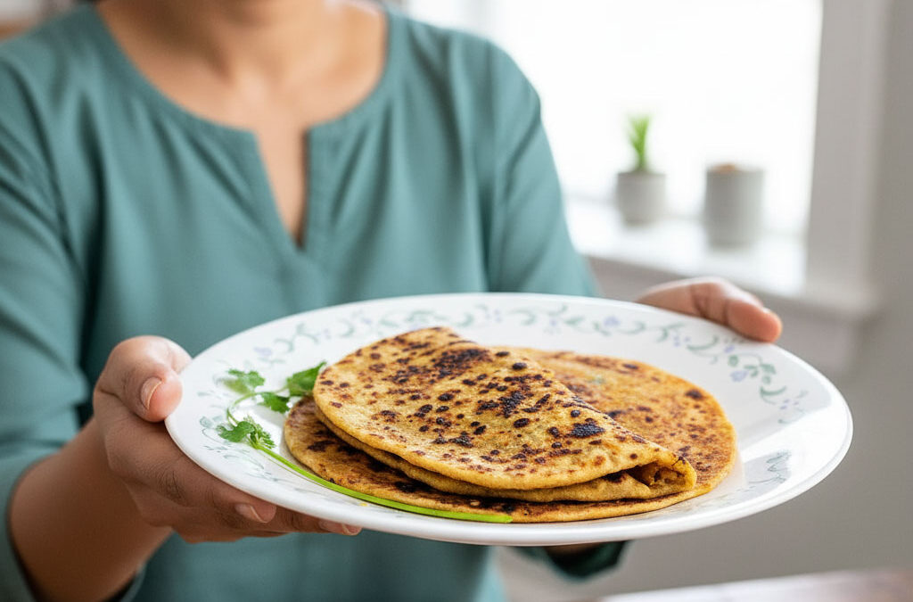 Griddle-Fried Caulifower-Stuffed Whole Wheat Bread GOBHI PARATHA