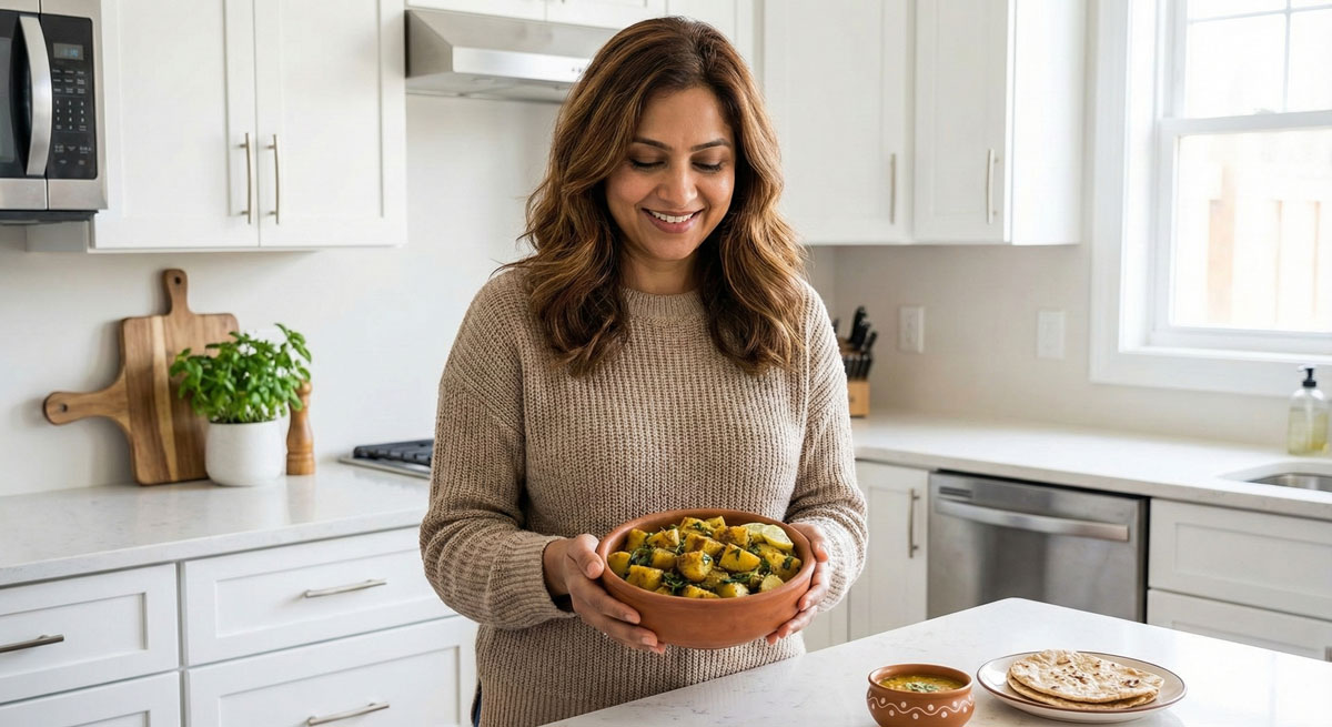 Cubed Potatoes with Fresh Fenugreek KHATTE ALOO ME
