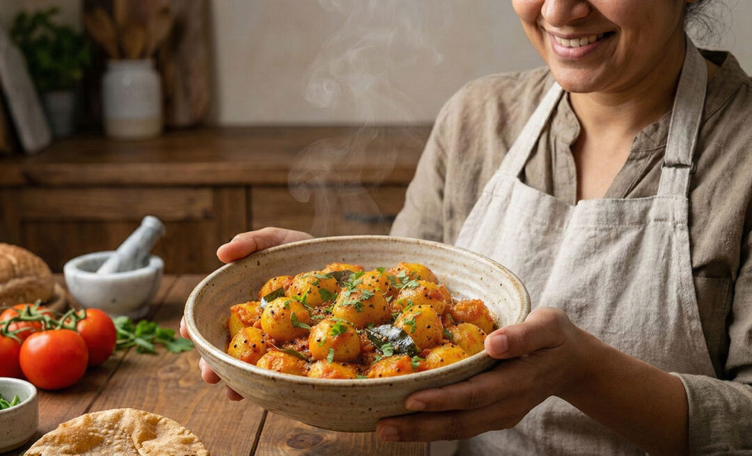 Baby Potatoes with Seasoned Tomato Sauce ALOO TAMATAR SABJI