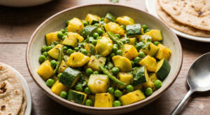 Louki Hari Matar Sabji - Summer Squash and Green Peas Sabji.