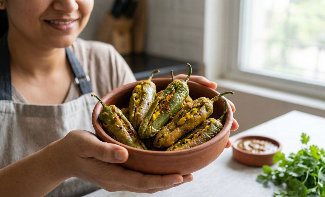 Deep-Fried Stuffed Hot Green Chilies HARI MIRCH BHAJI