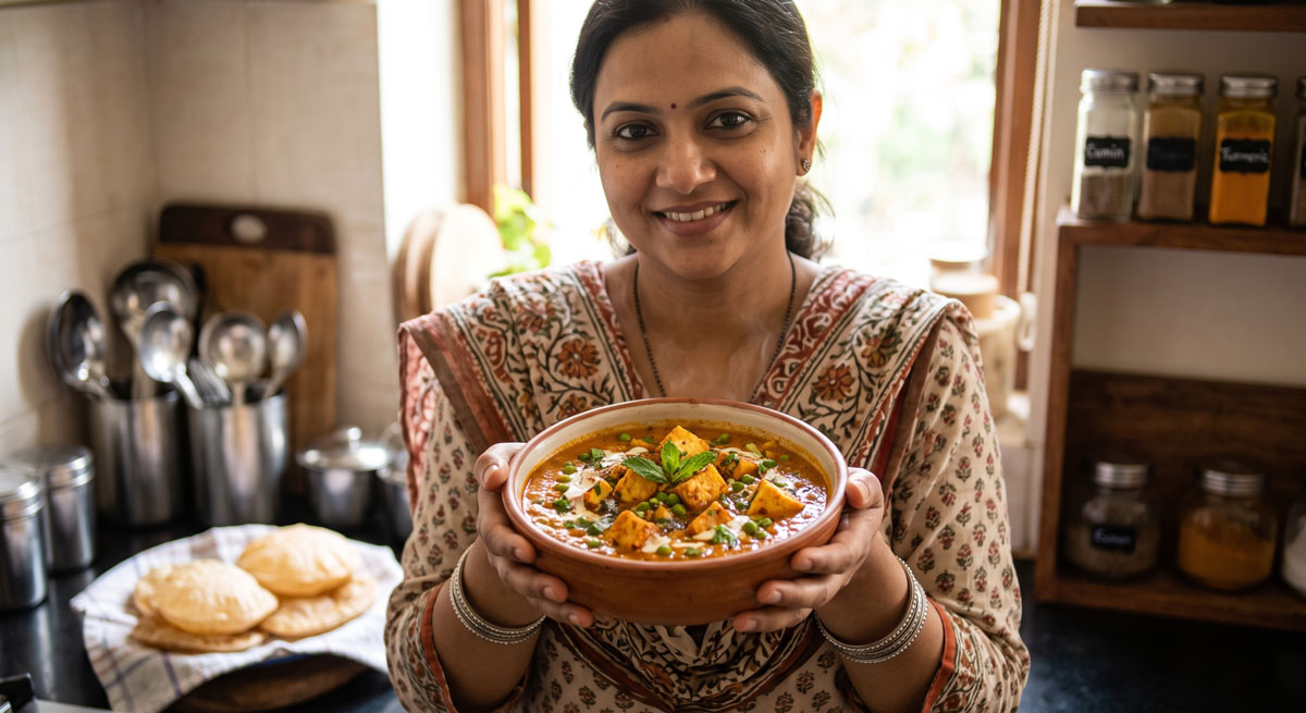 Panir Cheese and Green Peas in Mint Tomato Sauce MATAR PANIR