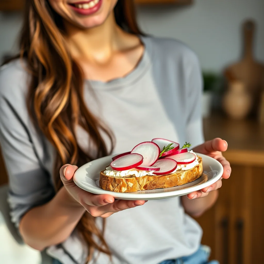 Simple Cream Cheese and Radish Toast – vegetarian recipe