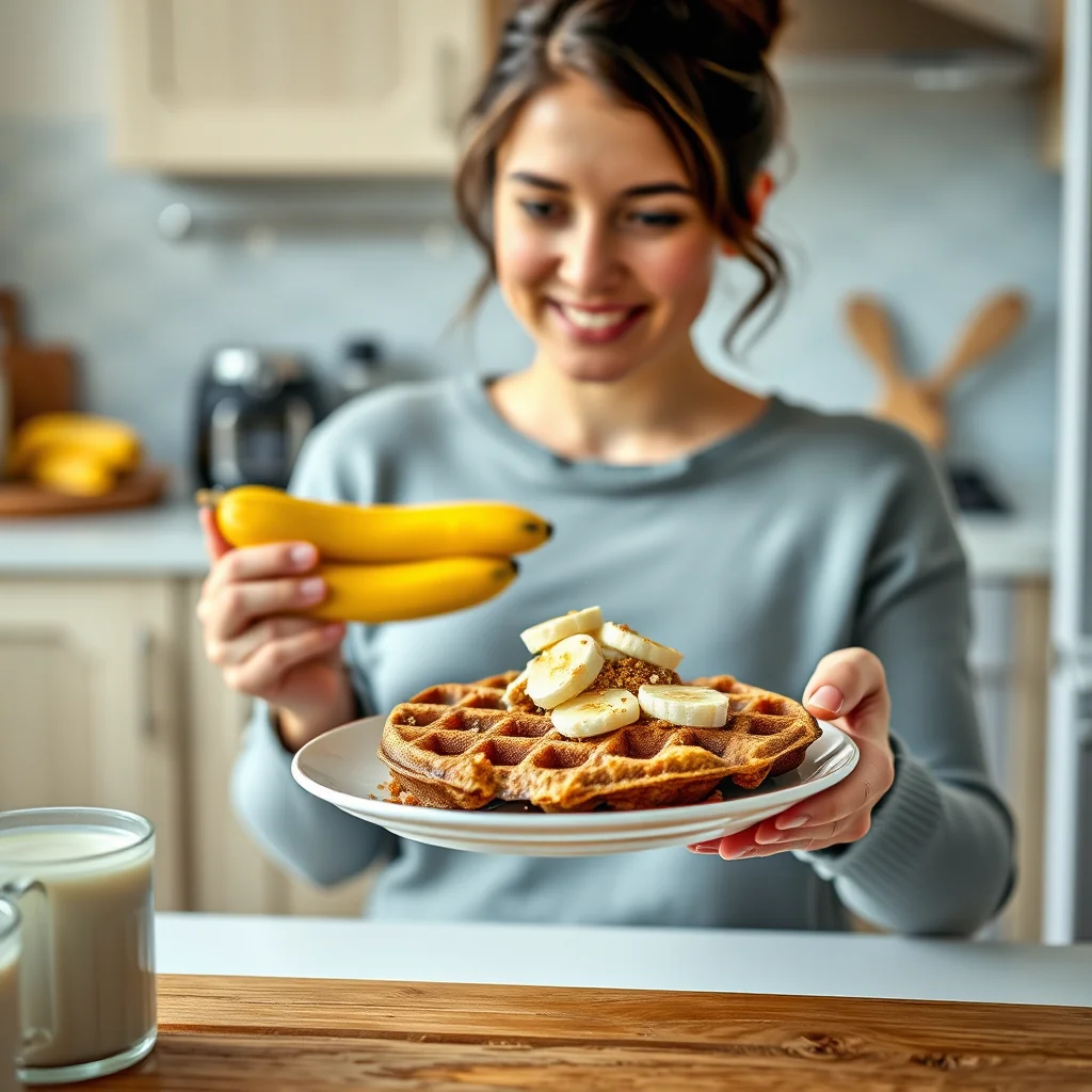 Nutty Banana Oat Bran Waffles – vegetarian recipe