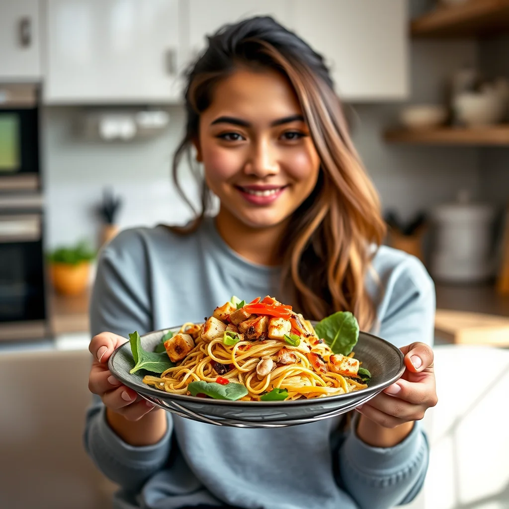 Asian Chopped Salad with Crispy Noodles and Kimchee – vegetarian recipe