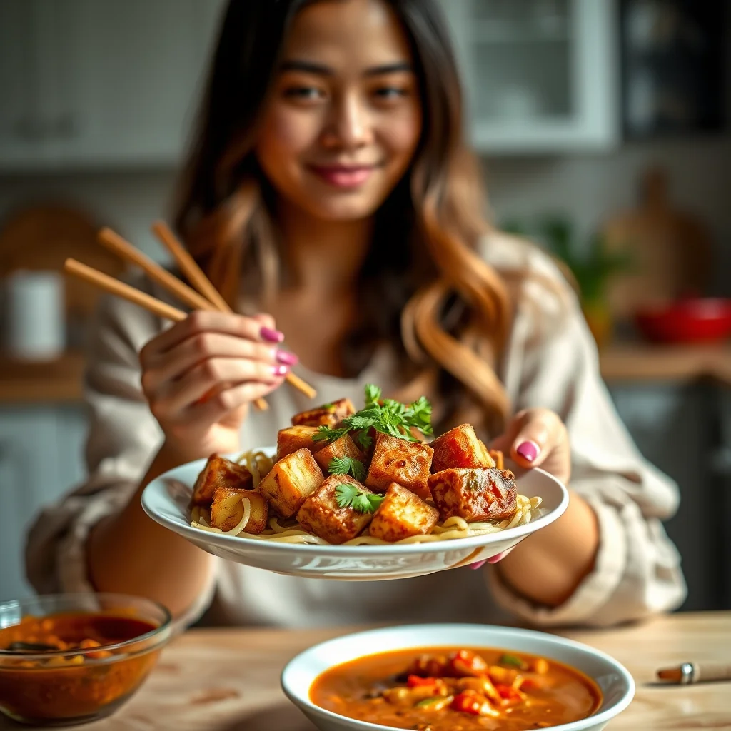 Authentic Thai Peanut Sauce with Crispy Fried Tofu – vegetarian recipe