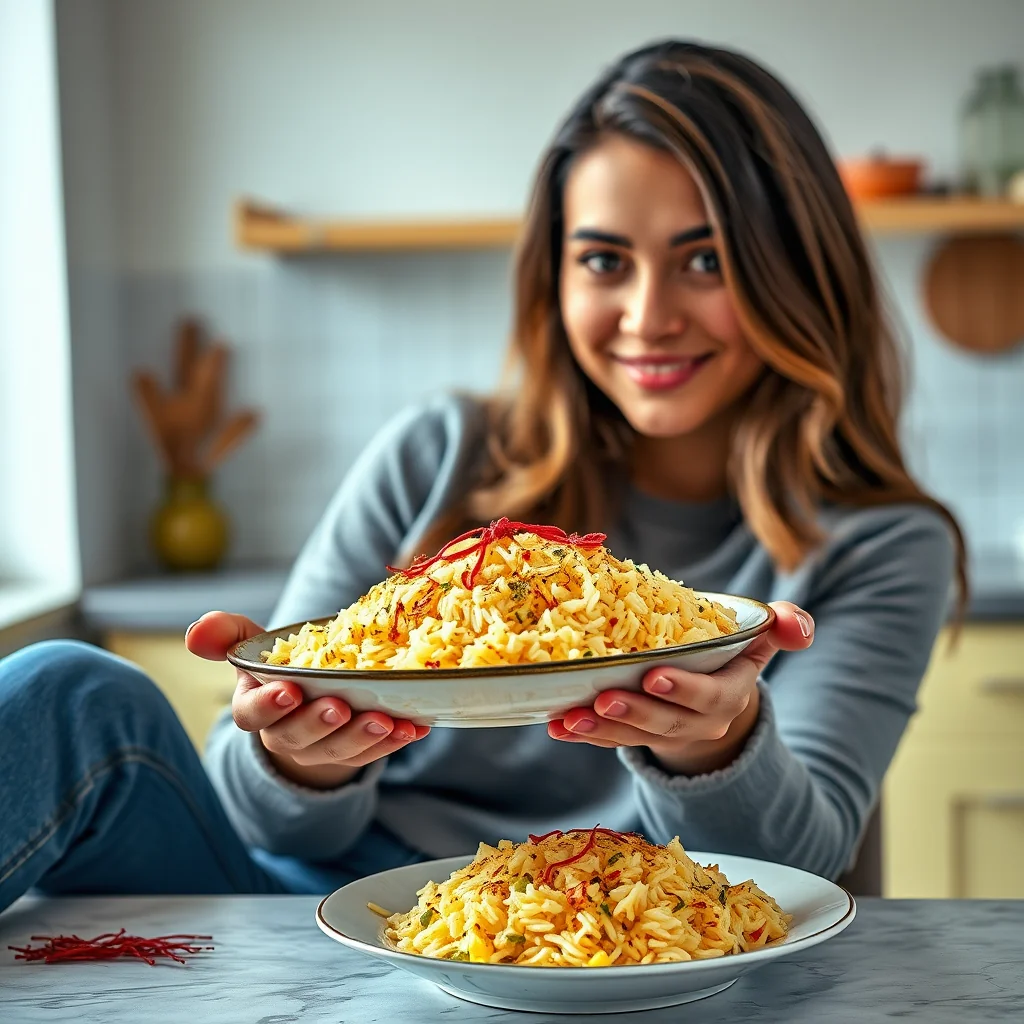 Savory Saffron Pilaf (Kesar Pulau) – vegetarian recipe