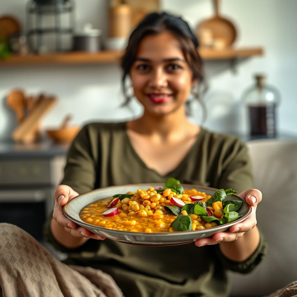 Bengali Urad Dal with Spinach, Plantain, and Radish – vegetarian recipe