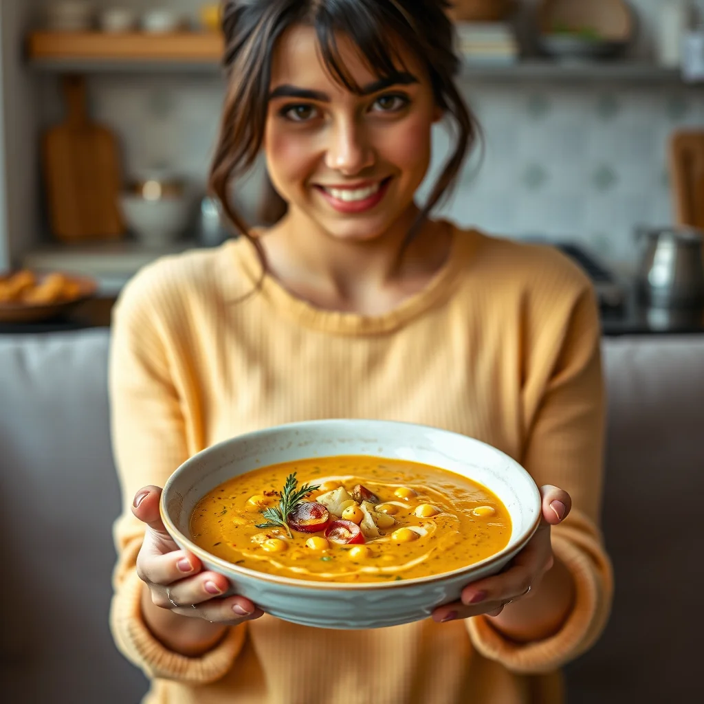 Herbed Split Pea Soup with Apple and Coconut (Masala Matar D – vegetarian recipe