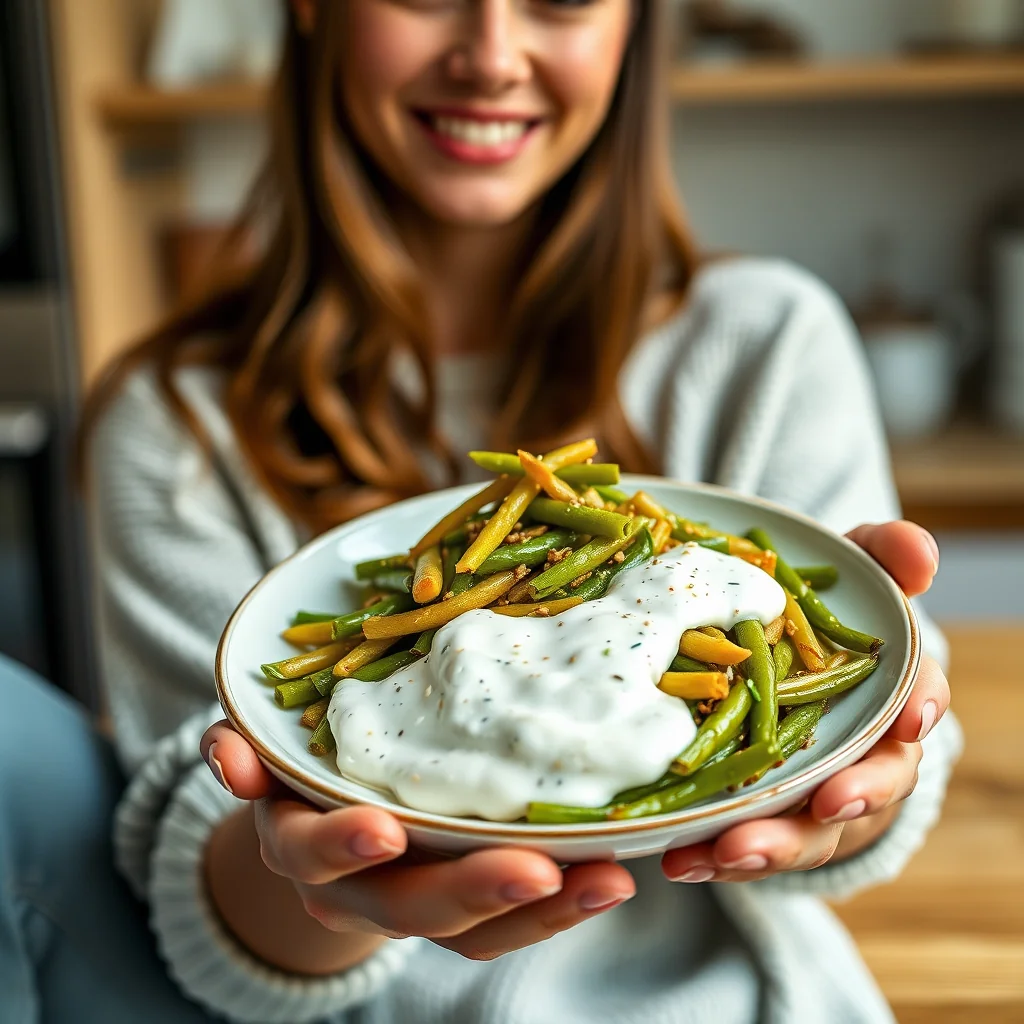 Tender-Crisp Sprouted Beans in a Creamy Sesame-Yogurt Sauce – vegetarian recipe