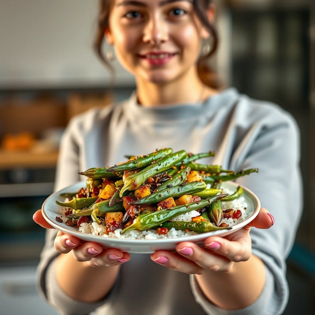 Crispy South Indian Okra with Coconut (Bhindi Fry) – vegetarian recipe
