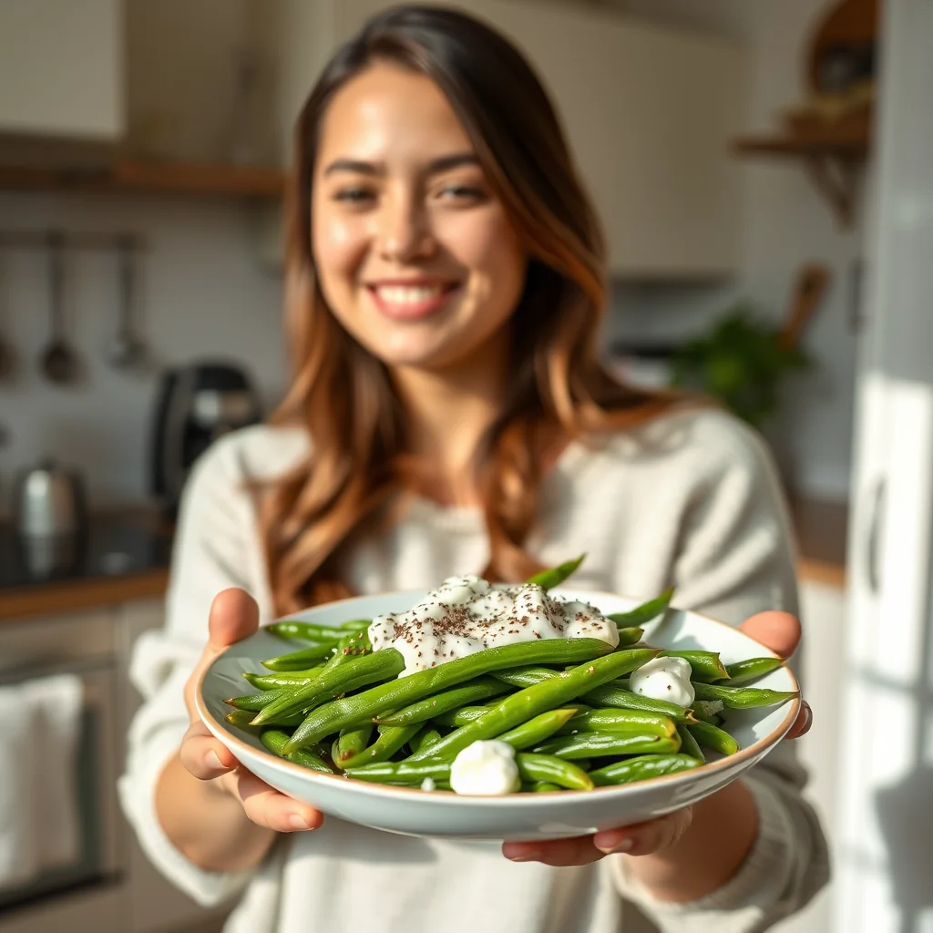 Creamy Green Beans in Yogurt & Poppy Seed Sauce – vegetarian recipe