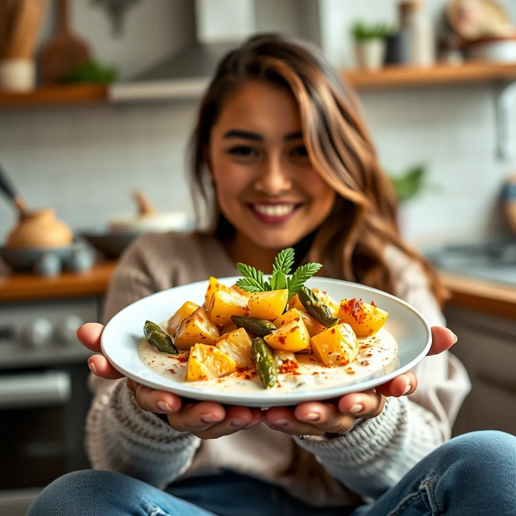 Masala Aloo Bhaji: Potatoes and Okra in a Spiced Cream Sauce – vegetarian recipe