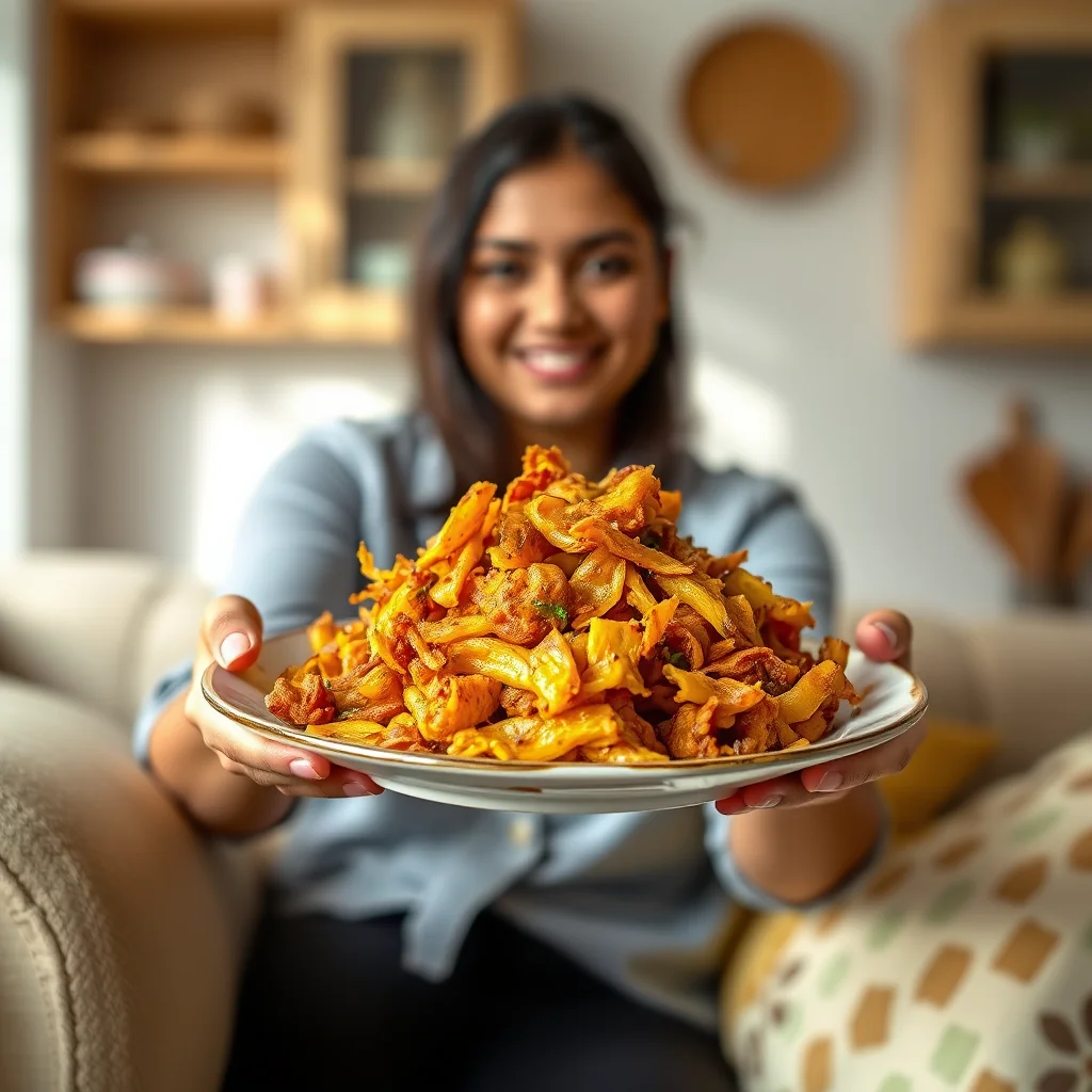 Deep-Fried Shredded Plantain Clusters (Khasa Kacha Kela Bhaj – vegetarian recipe